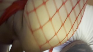 Double penetration of a petite Japanese girl with a huge dildo and cum in mouth